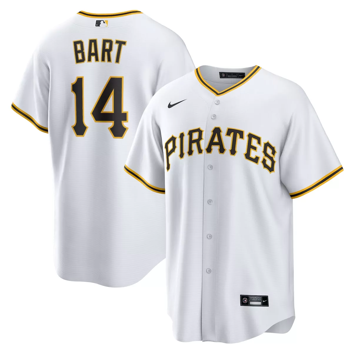 Pittsburgh Pirates Joey Bart White Home Jersey | Stylish Fan Gear for Men, Women & Youth | Show Your Team Spirit