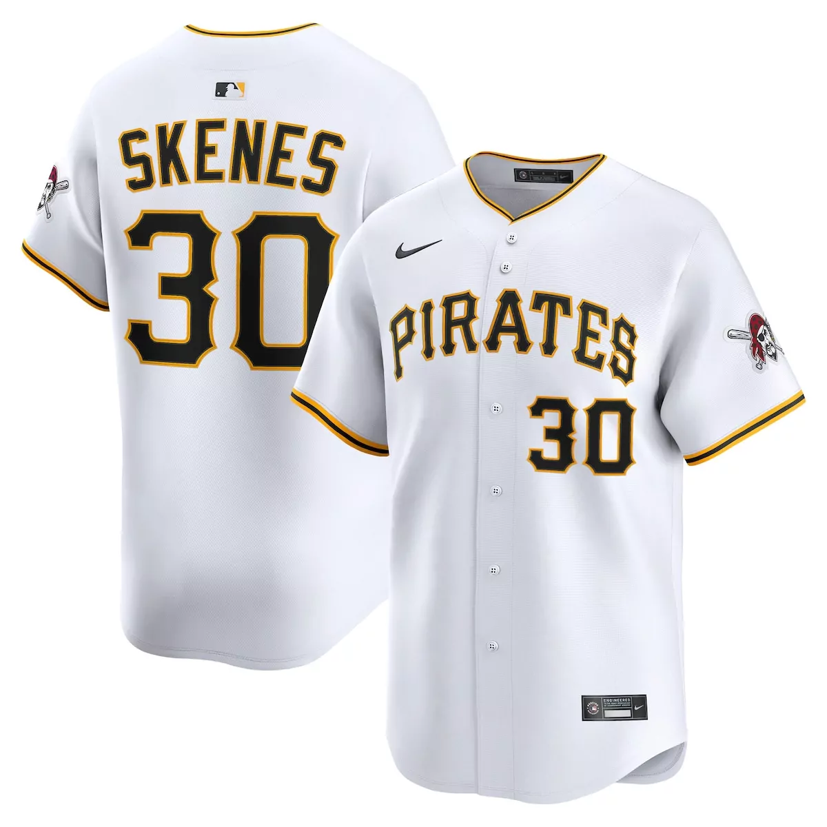 Paul Skeens Pittsburgh Pirates White Home Limited Player Jersey | F0K Fan Gear for Men, Women & Youth