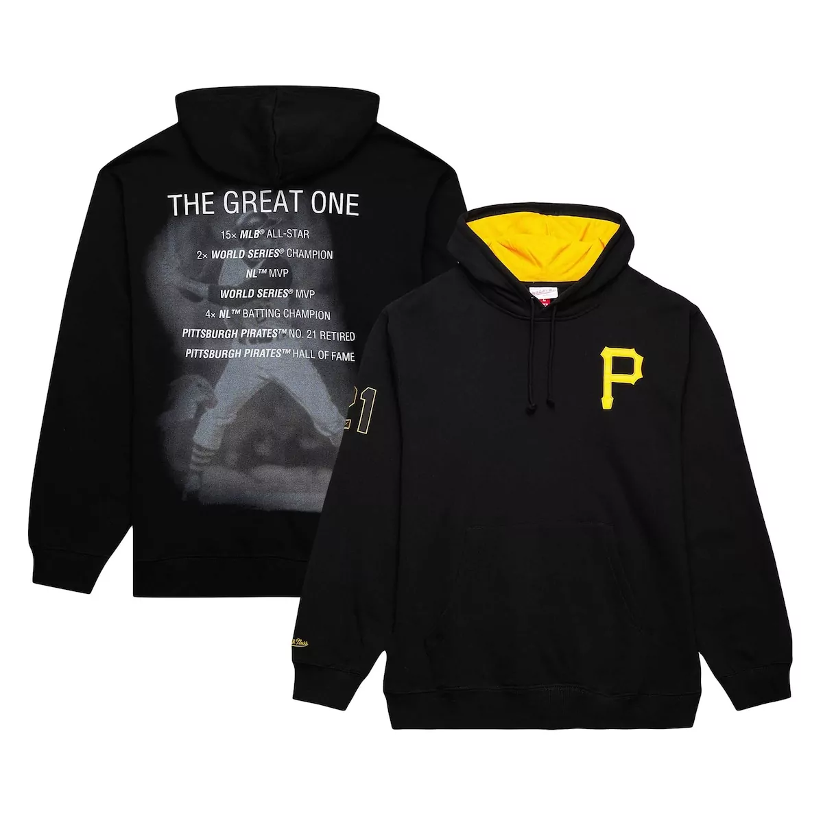 Roberto Clemente Pittsburgh Pirates Vintage Logo Pullover Hoodie | Black Fan Gear for Men, Women & Youth