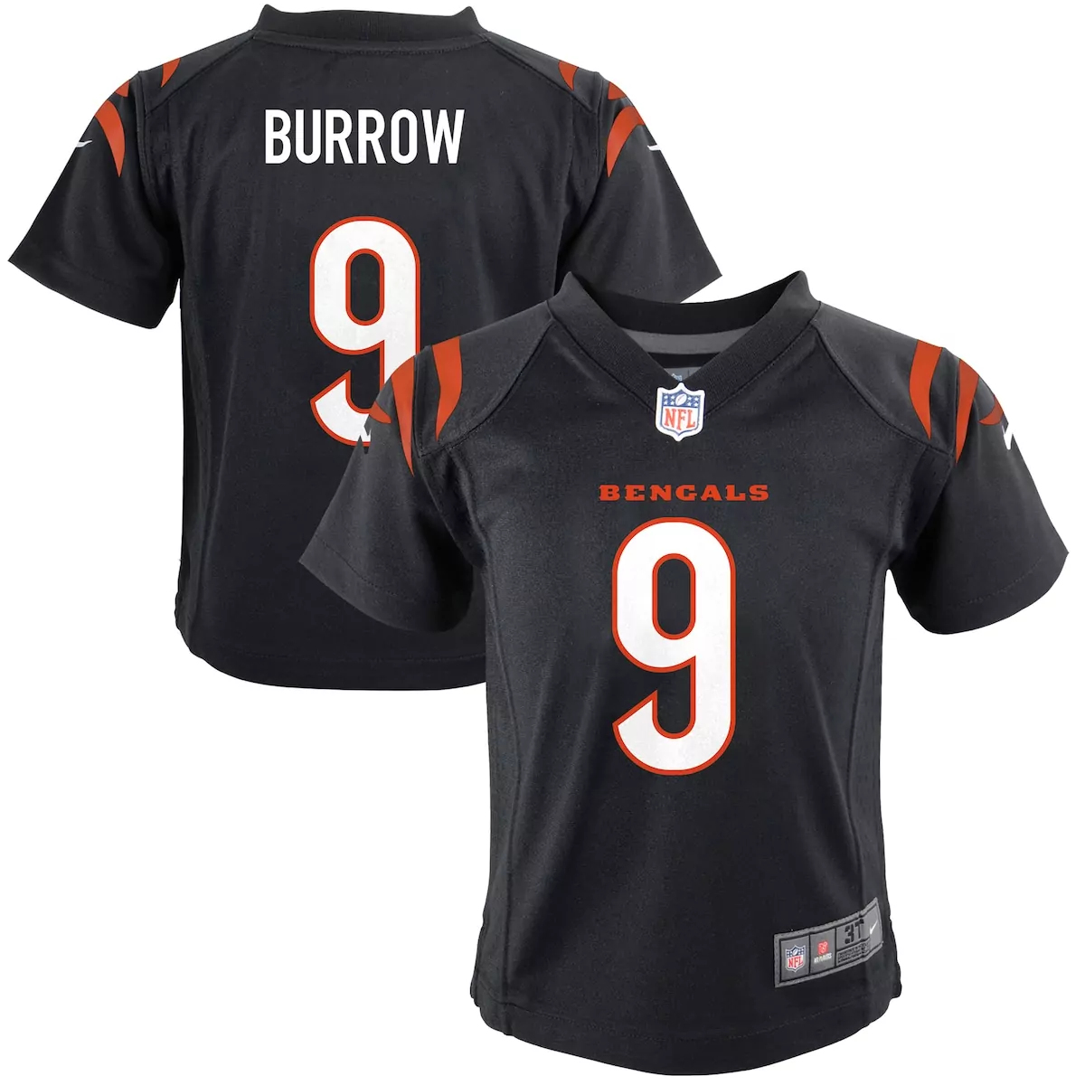 Preschool Cincinnati Bengals Joe Burrow Black Game Jersey | Fan Gear for Kids | For Men, Women & Youth