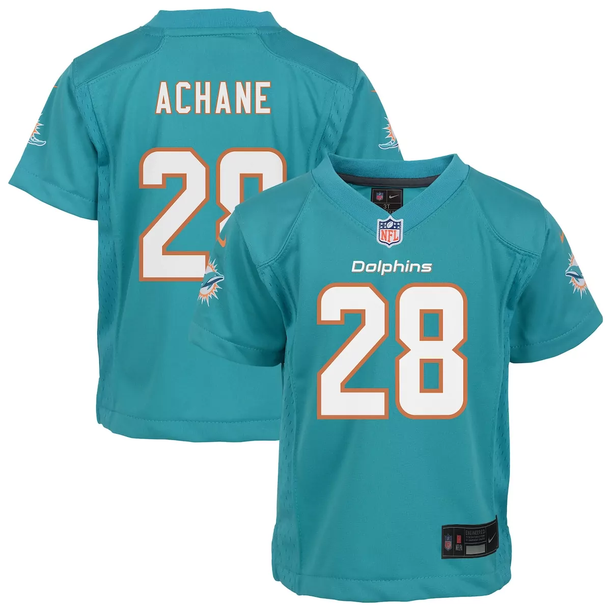 Preschool Miami Dolphins De Von Achane Aqua Team Game Jersey | Stitched Fan Gear | For Men, Women & Youth