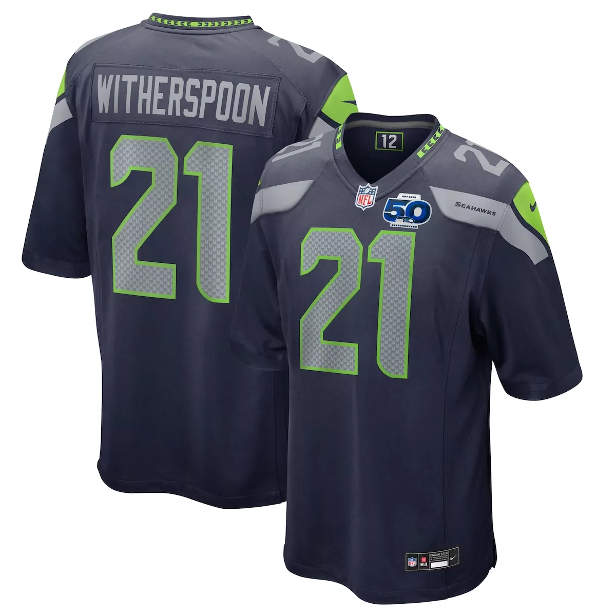 Seattle Seahawks Devon Witherspoon Royal 50th Season Vapor F U S E Limited Jersey | Fan Gear for Men, Women & Youth | Great Gift Idea