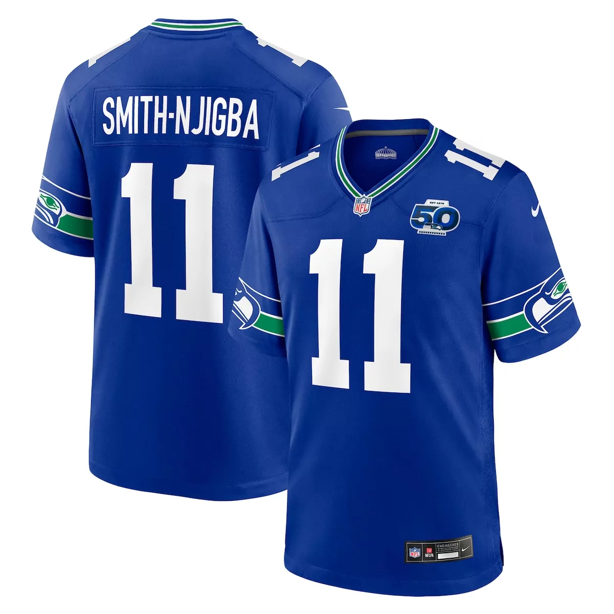 Jaxon Smith Njigba Seattle Seahawks Royal Alternate Jersey | 50th Season Game Gear | For Men, Women & Youth