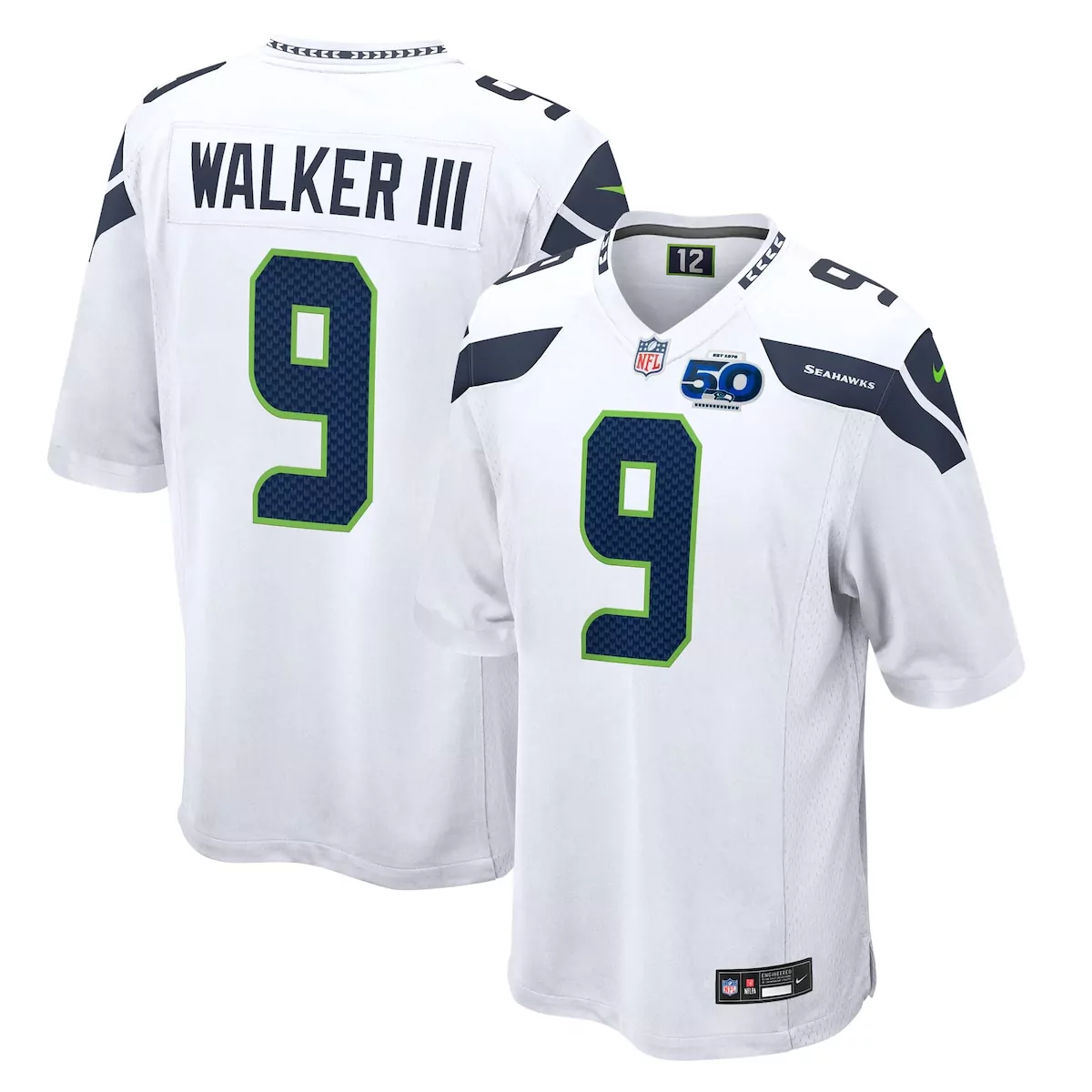 Kenneth Walker III Seattle Seahawks White 50th Season Game Jersey | Celebrate with Fan Gear | For Men, Women & Youth