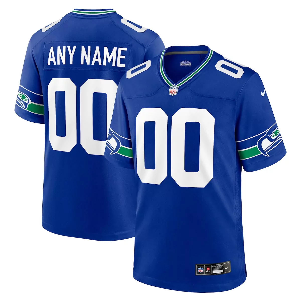 Royal Throwback Custom Seattle Seahawks Jersey | Stylish Fan Gear | For Men, Women & Youth
