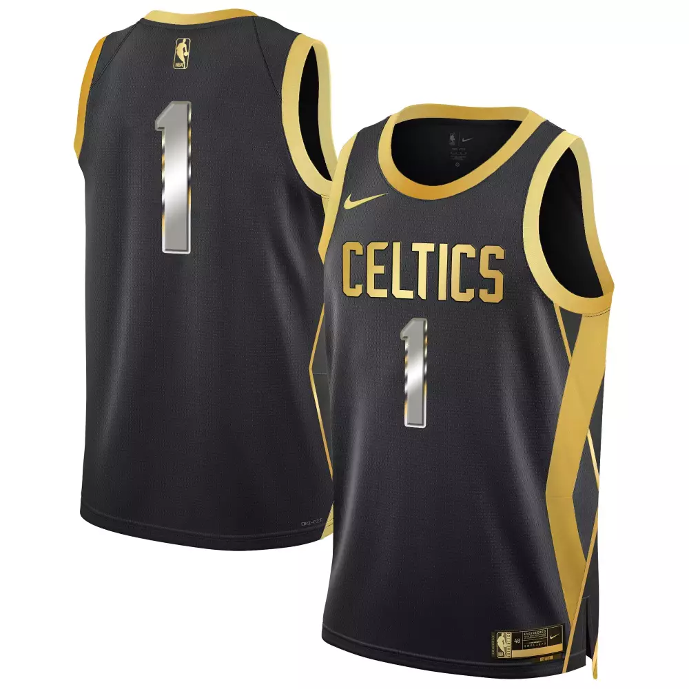 Boston Celtics 2024-25 City Edition Swingman Jersey | Black Gold | All Stitched Fan Gear | For Men, Women & Youth