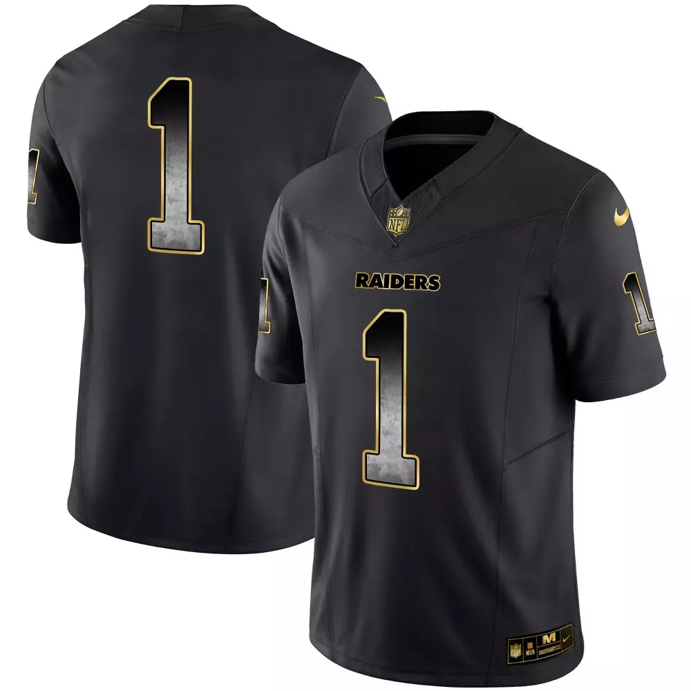 Las Vegas Raiders Men's 1 Team Black Gold Gold Arch Smoke Vapor Jersey | Stitched Fan Gear | For Men, Women & Youth