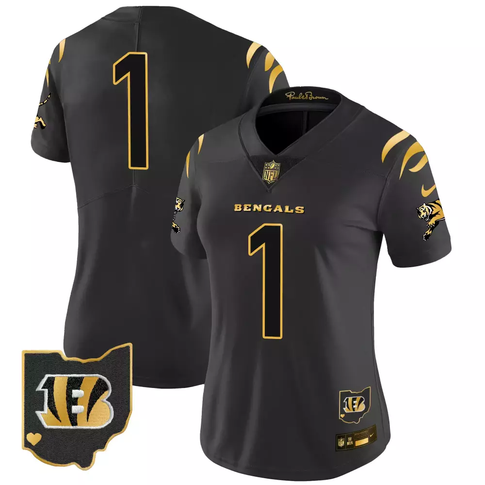 Cincinnati Bengals 2024 Women's Black Gold Vapor Limited Jersey | All Stitched Fan Gear | For Men, Women & Youth