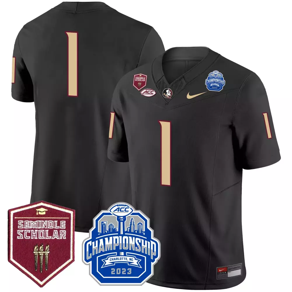 1 Team Black Men's Florida State Seminoles 2023 ACC Championship Patch Vapor Jersey | Stitched Fan Gear for Men, Women & Youth