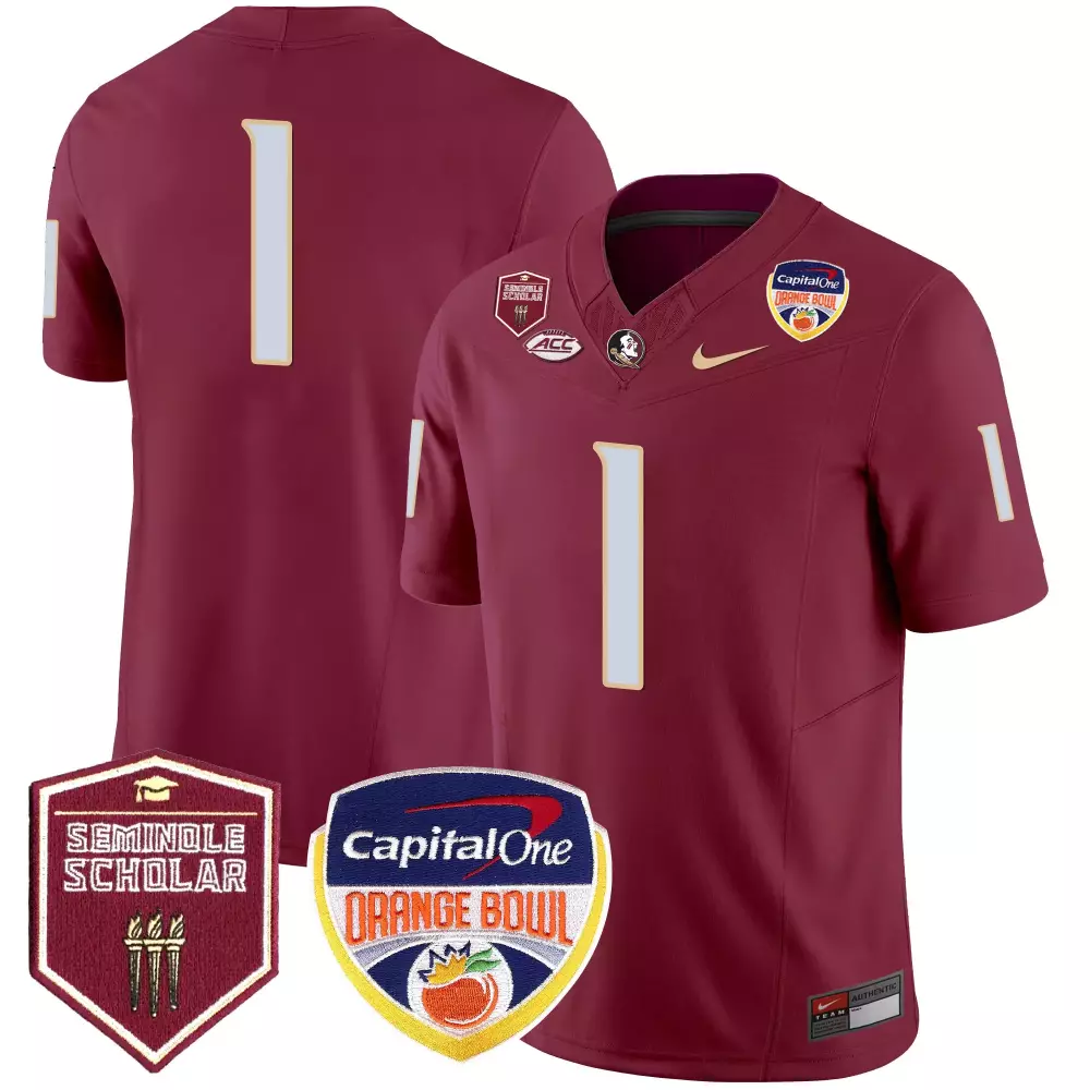 Florida State Seminoles Garnet Men's Orange Bowl Patch Vapor Limited Jersey | Stitched Fan Gear | For Men, Women & Youth