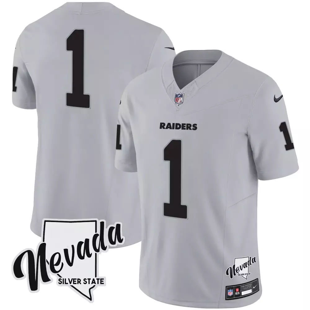 Las Vegas Raiders Team Gray Nevada Silver State Patch Vapor Jersey | Stitched Style | Replica Fan Gear for Men, Women & Youth