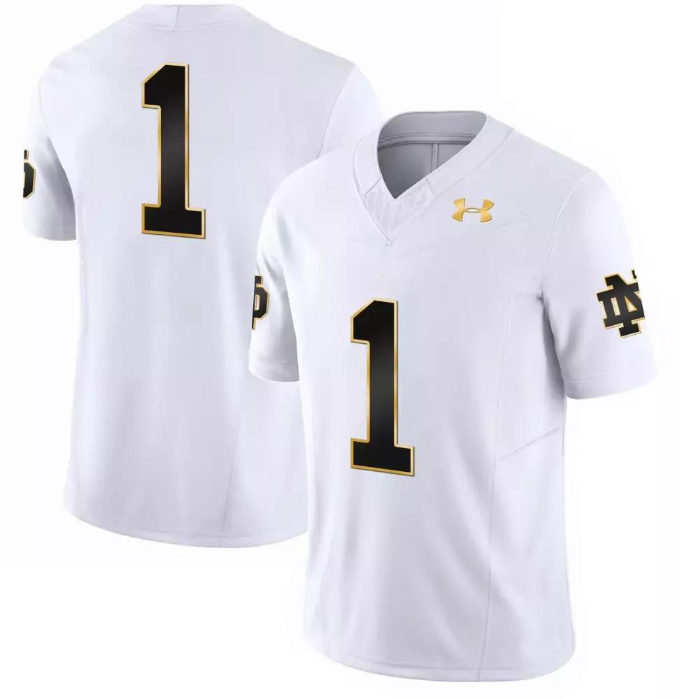 Notre Dame Fighting Irish Men's White Gold Vapor Jersey | Limited Edition Stitched | Perfect Fan Gear for Game Day | For Men, Women & Youth