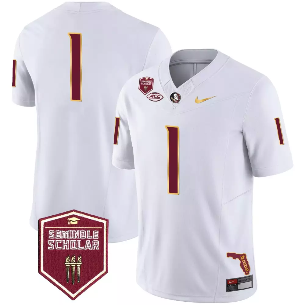 Florida State Seminoles White Men's Gold Trim Vapor Jersey | Stitched Fan Gear | For Men, Women & Youth