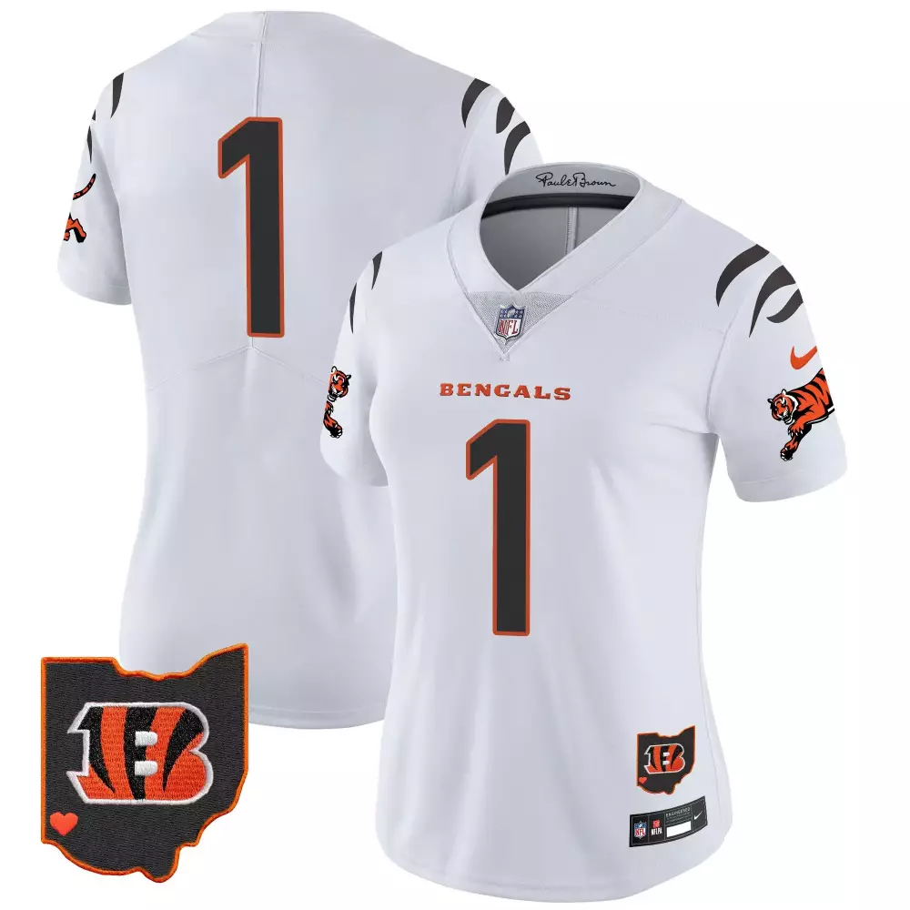Cincinnati Bengals 2024 Vapor Limited Jersey | Stitched White Women's Fan Gear | For Men, Women & Youth
