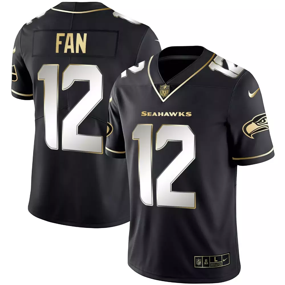 12th Fan Black Limited Men's Seattle Seahawks Gold Player Jersey | All Stitched | Exclusive Fan Gear | For Men, Women & Youth
