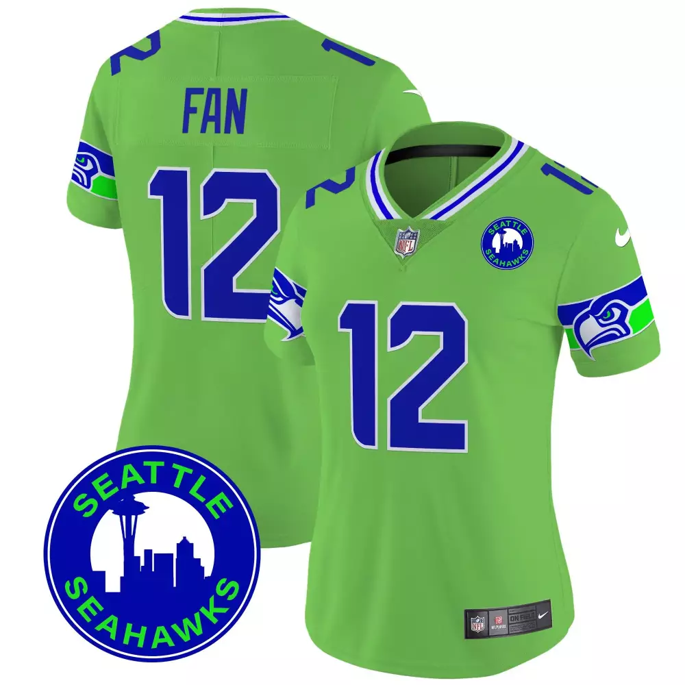 Seattle Seahawks 12th Fan Green Women's Jersey | 2024 City Patch Vapor Style | All Stitched Fan Gear | For Women, Men & Youth