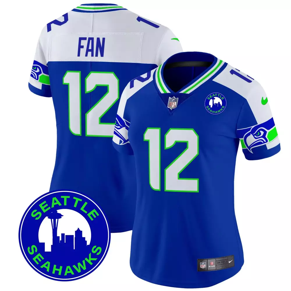 Seattle Seahawks 12th Fan Royal Alternate Women's Jersey | 2024 City Patch Vapor Style | All Stitched Fan Gear | For Women, Men & Youth