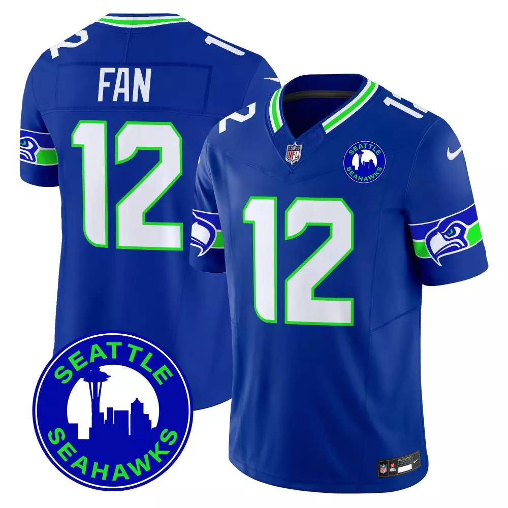 Seattle Seahawks 12th Fan Royal Men's Jersey | 2024 City Patch Vapor Style | All Stitched Fan Gear | For Men, Women & Youth