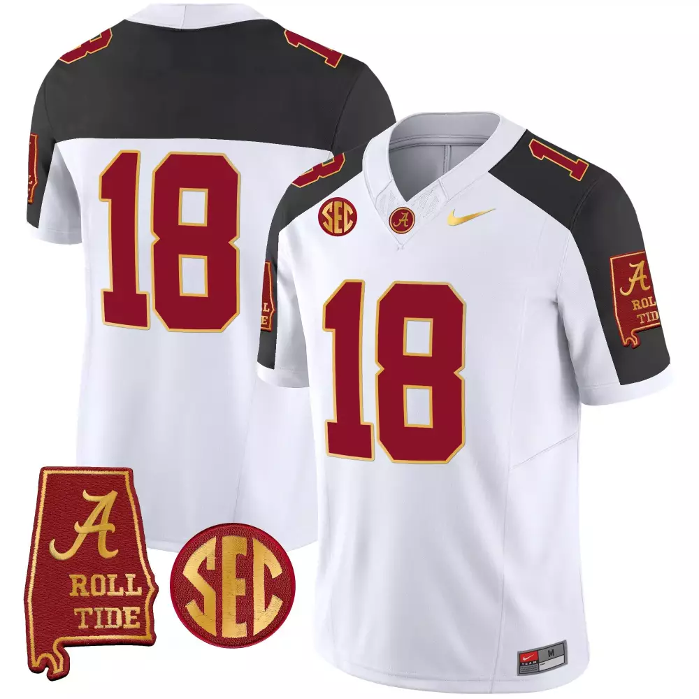 Alabama Crimson Tide 2018 Champs Inverted Youth Gold Trim Vapor Jersey V3 | Crimson | Stitched Fan Gear | For Men, Women & Youth