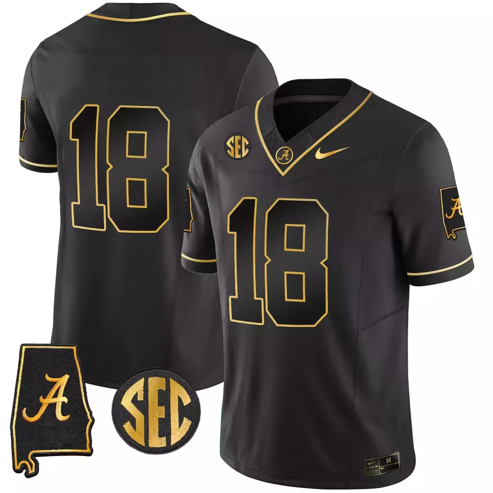 18 Team Black Limited Alabama Crimson Tide Gold Vapor Limited Jersey | Men's Stitched Style | Fan Gear for Men