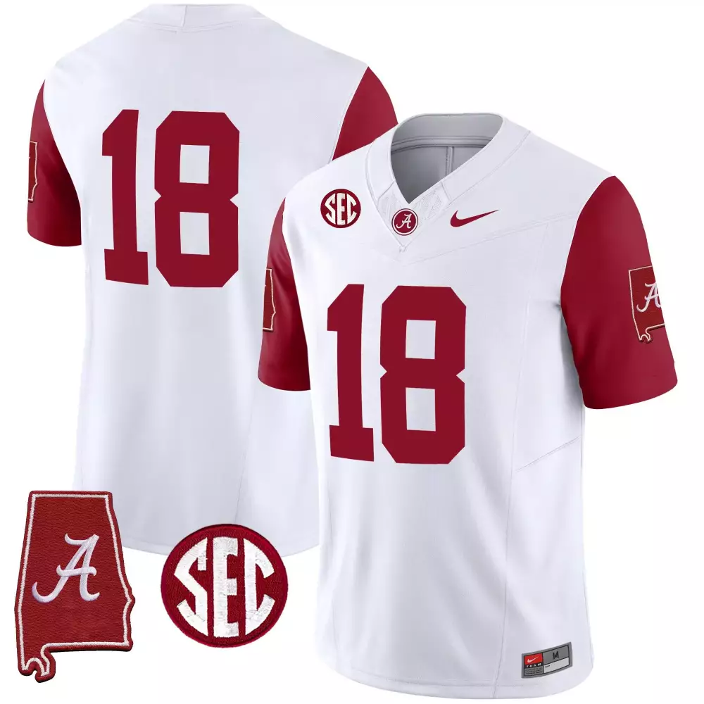 Alabama Crimson Tide 18 Team Crimson Sleeves Men's Vapor Limited Jersey | All Stitched Alabama Map | For Men, Women & Youth