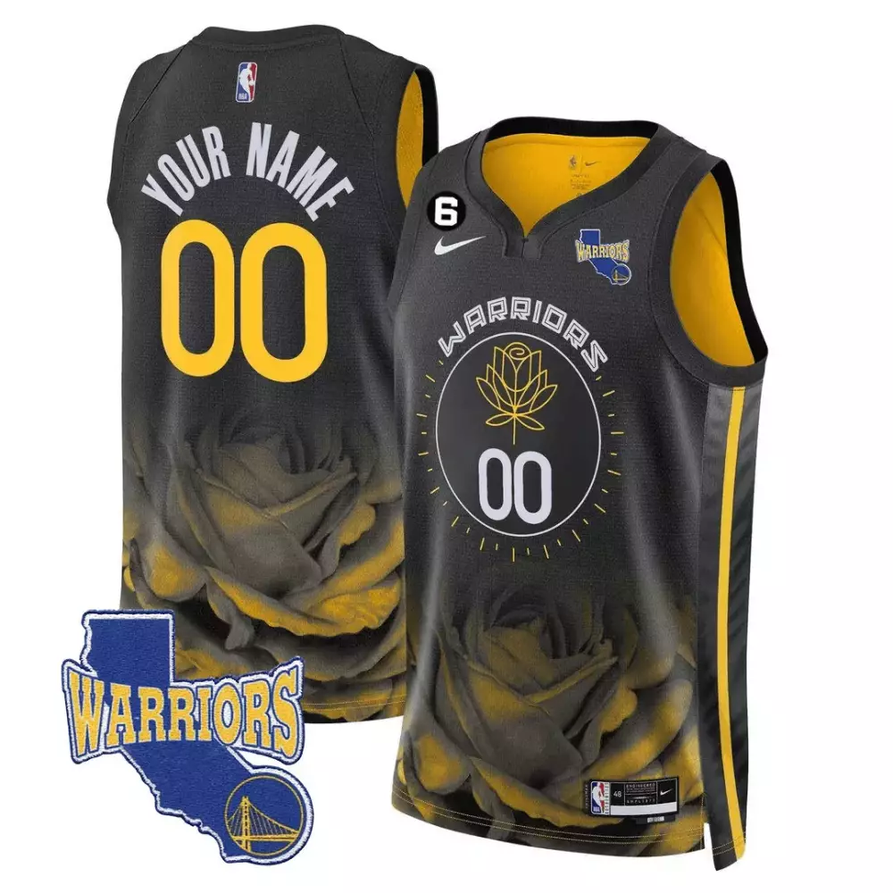 2223 City Black Men's Golden State Warriors 2023-24 California State Patch Custom Jersey | Stitched | Fan Gear for Men, Women & Youth