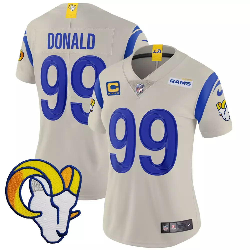 Aaron Donald Bone Women's Los Angeles Rams Vapor Limited Jersey V2 | All Stitched | Limited Edition | For Men, Women & Youth