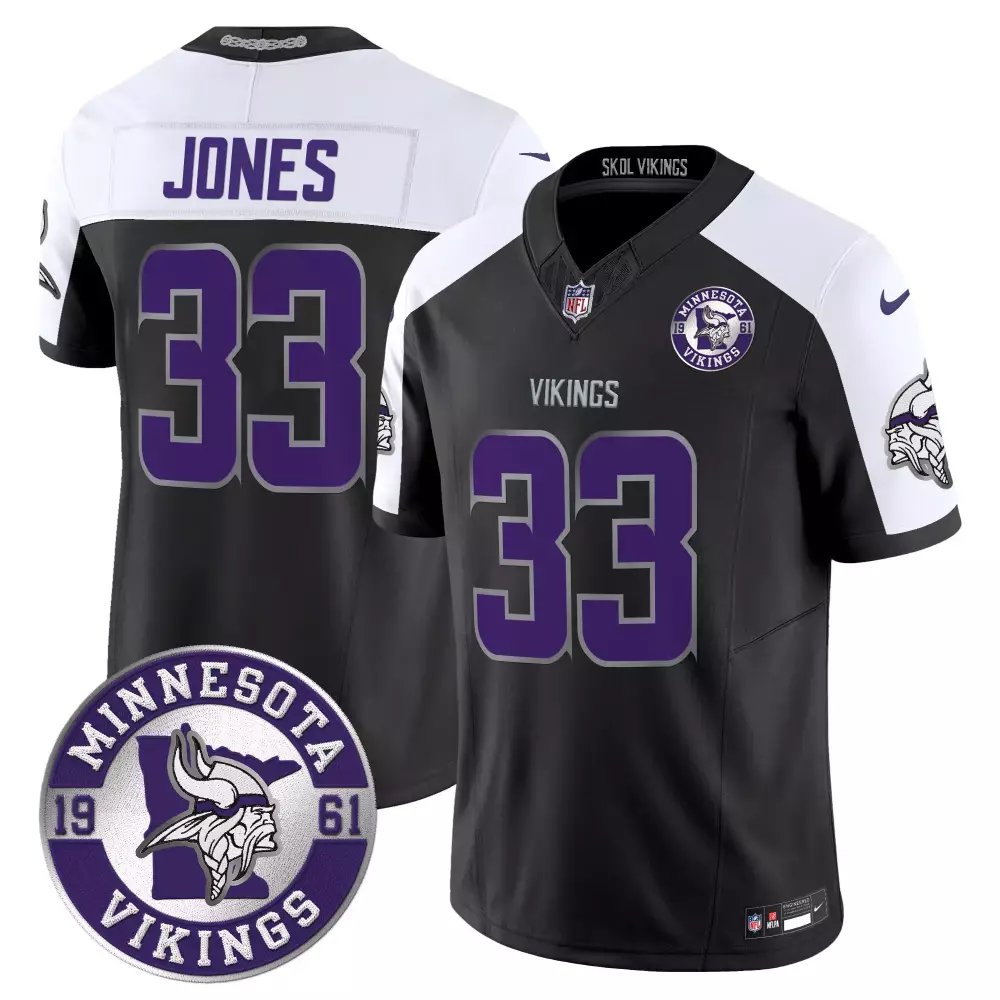 Aaron Jones Minnesota Vikings Black Alternate Jersey | 2024 Vapor Limited Edition | Est 1961 Patch | For Men, Women & Youth