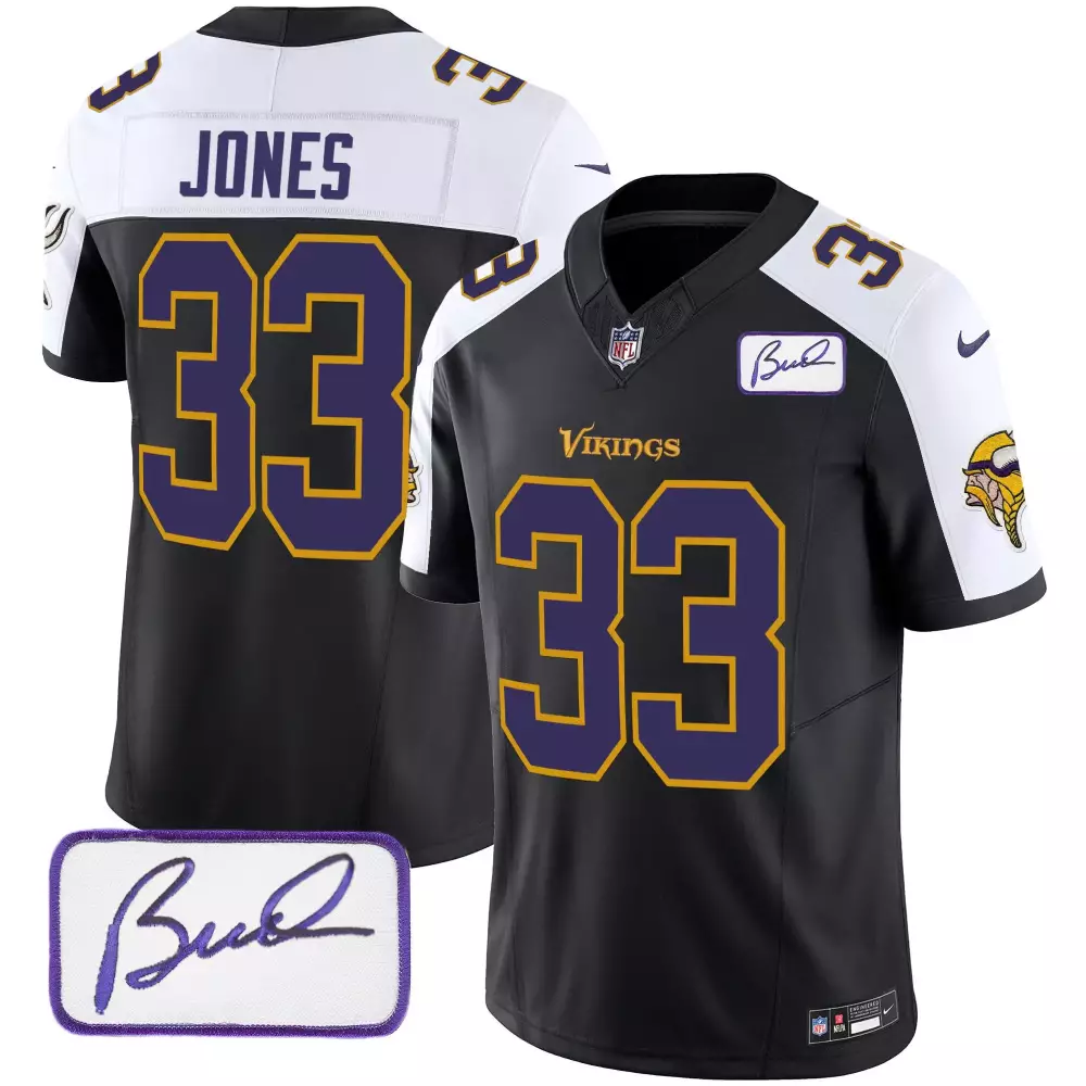Aaron Jones Minnesota Vikings Black Alternate Jersey | Bud Grant Patch Classic Limited Edition V6 | For Men, Women & Youth
