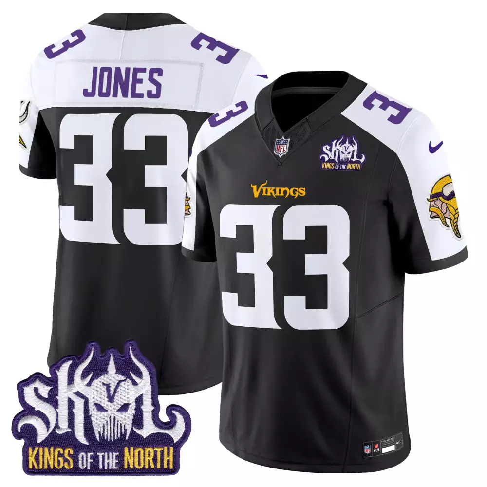 Aaron Jones Minnesota Vikings Black Alternate Jersey | Kings of the North Patch Vapor Limited Edition | For Men, Women & Youth