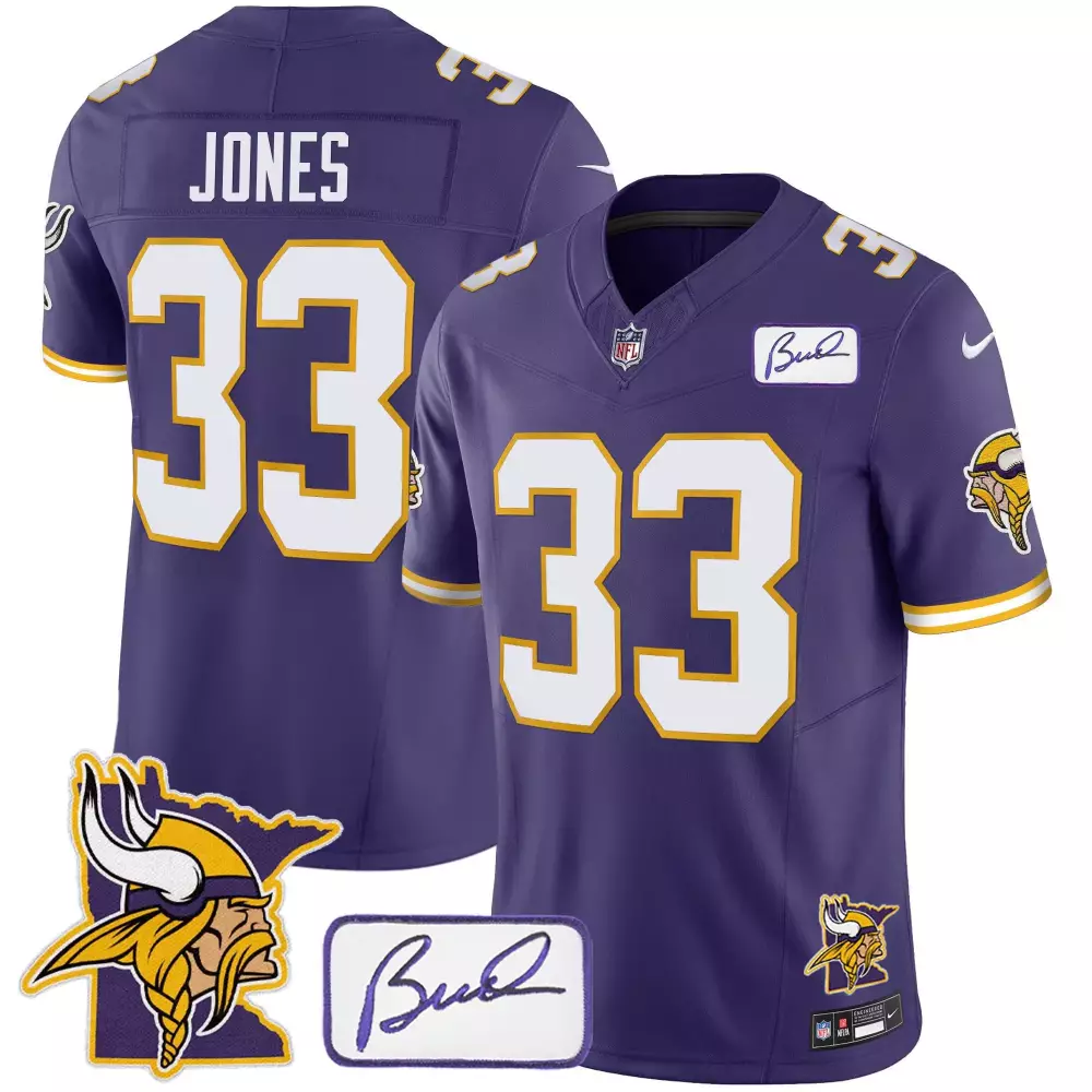 Aaron Jones Minnesota Vikings Purple Classic Limited Jersey | Bud Grant Patch | Stitched Fan Gear | For Men, Women & Youth
