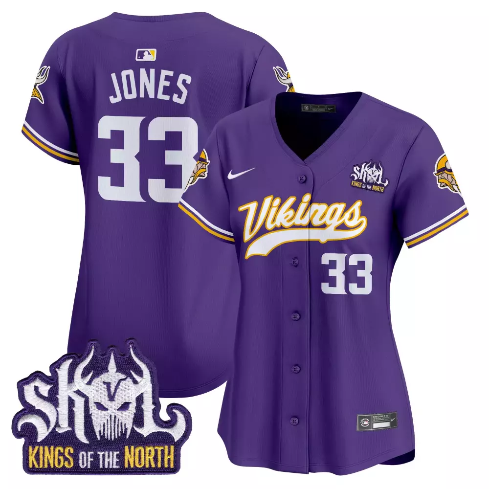 Aaron Jones Minnesota Vikings Women's Vapor Premier Limited Jersey | Kings of the North Patch | Stitched Fan Gear | For Women