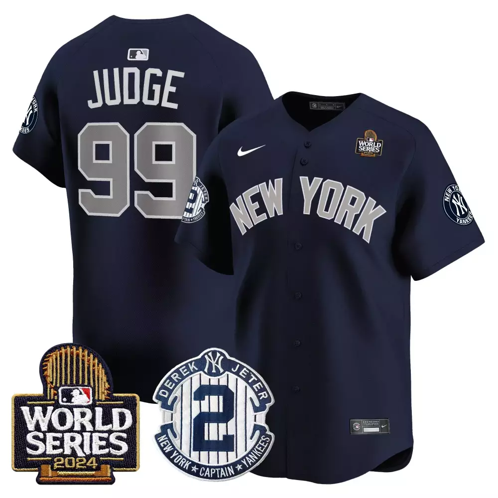 Aaron Judge 2024 Yankees Derek Jeter Patch World Series Vapor Premier Jersey | Limited Edition | Men's Fan Gear | For Men, Women & Youth