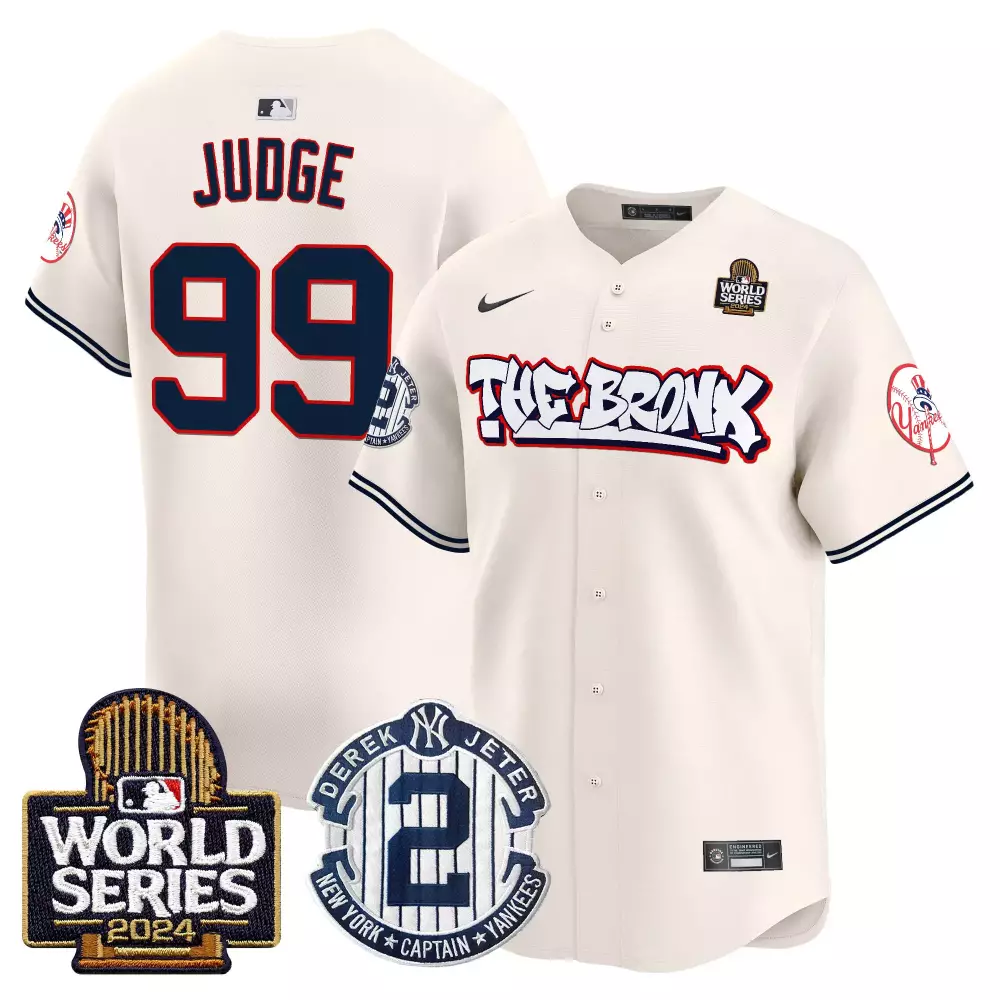 Aaron Judge Cream Yankees The Bronx 2024 World Series Vapor Premier Limited Jersey V2 | All Stitched | Gift Idea for Men, Women & Youth