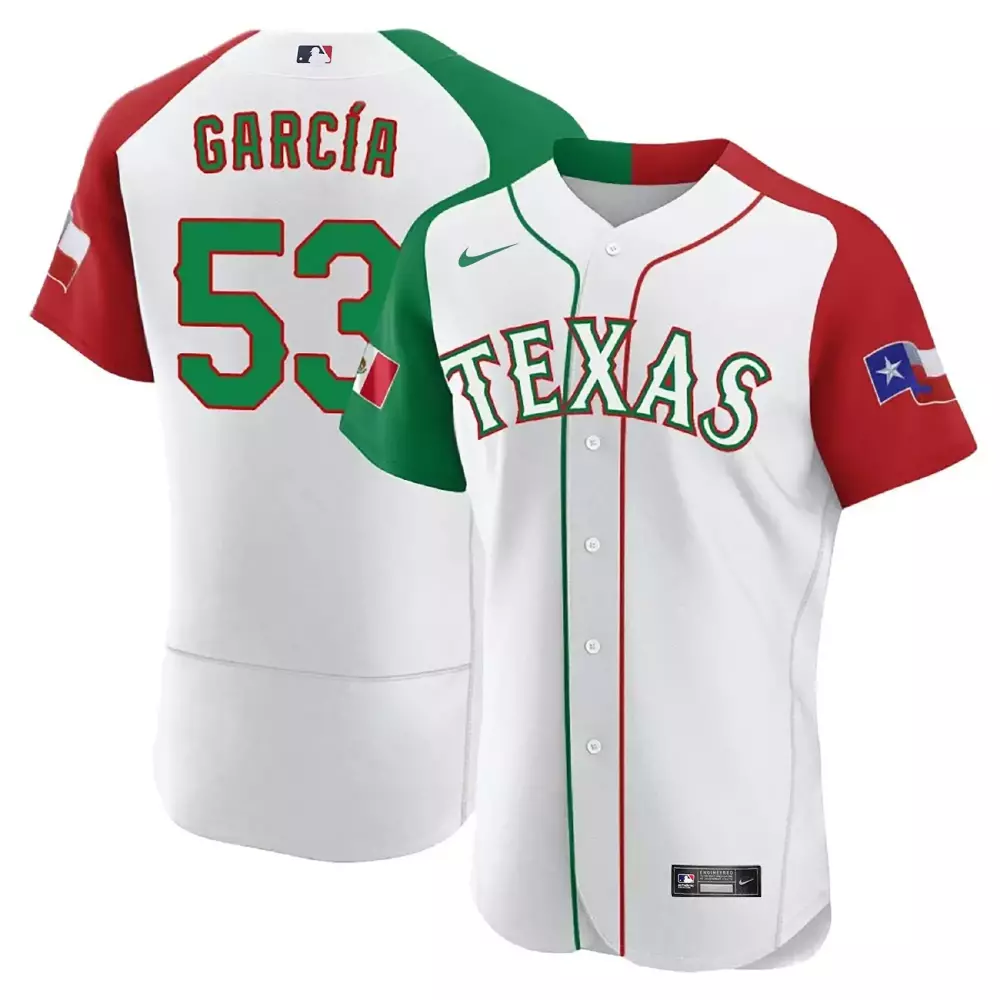 Adolis Garcia Alternate Men's Texas Rangers Mexican Flex Base Jersey | All Stitched | For Men, Women & Youth