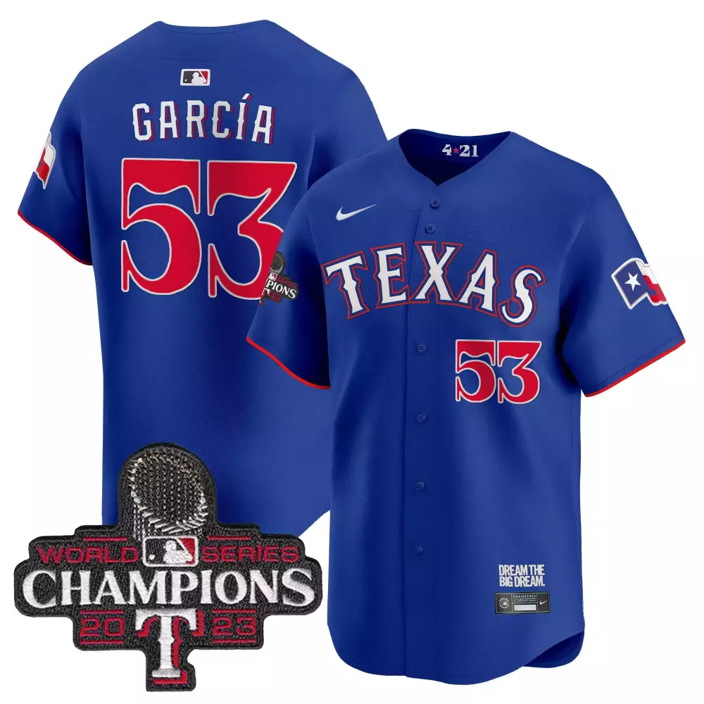 Adolis Garcia Royal Men's Texas Rangers 2023 World Series Champions City Connect Vapor Premier Limited Jersey | All Stitched | For Men, Women & Youth