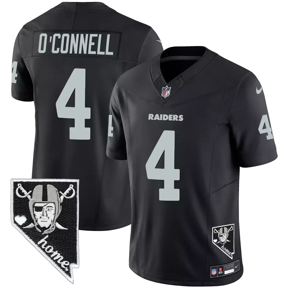 O'Connell Black Men's Las Vegas Raiders Nevada Home Patch Vapor Jersey | All Stitched | Game Day Outfit | For Men, Women & Youth