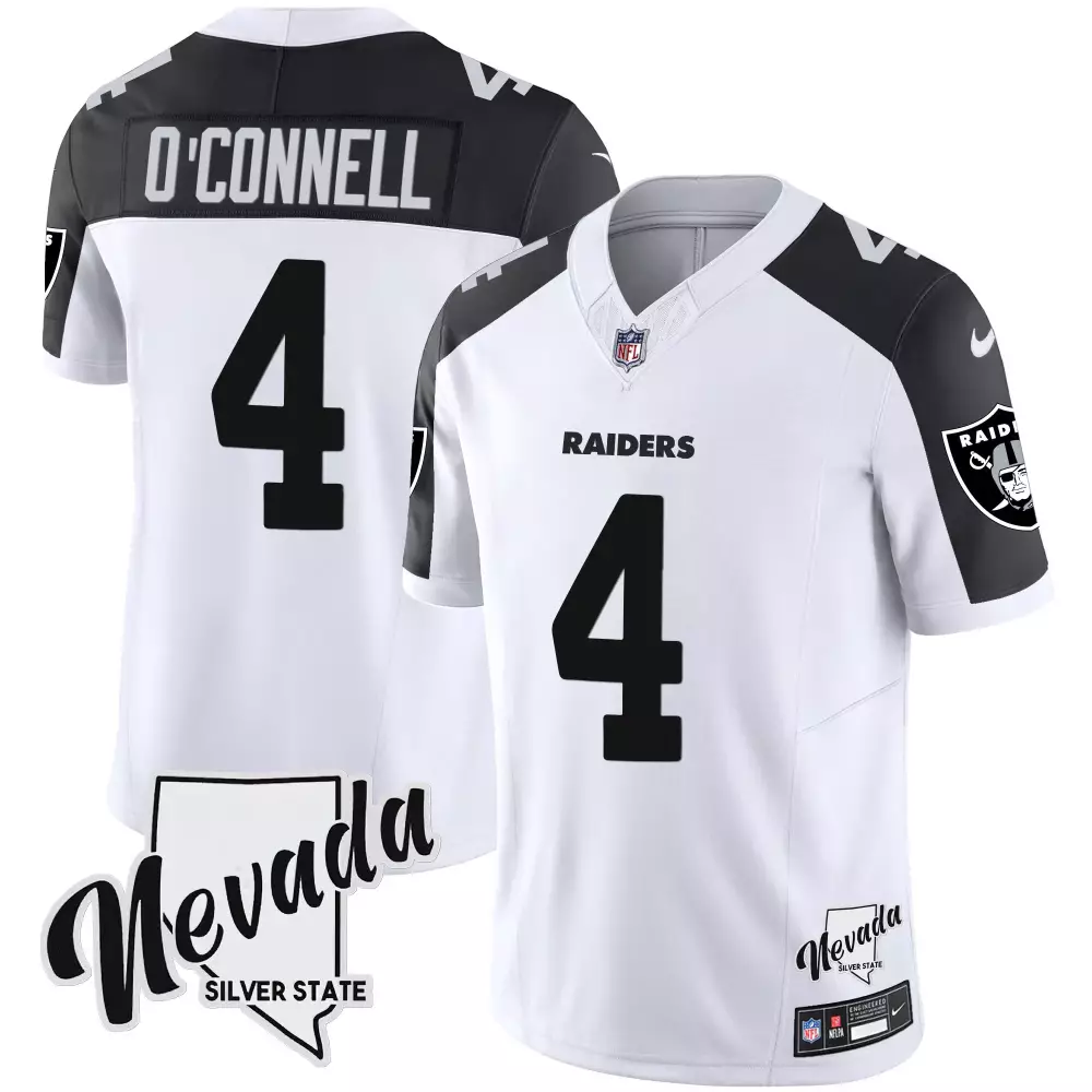 O'Connell Inverted Men's Las Vegas Raiders Nevada Silver State Patch Vapor Jersey V2 | All Stitched | Game Day Outfit | For Men, Women & Youth