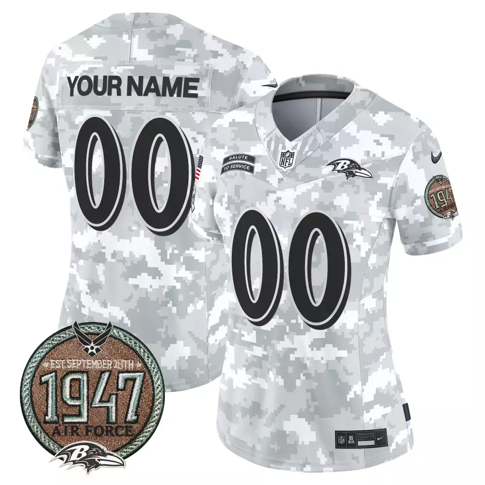 Baltimore Ravens 2024 Salute to Service Women's Vapor Limited Custom Jersey | Stitched Fan Gear for Women & Youth