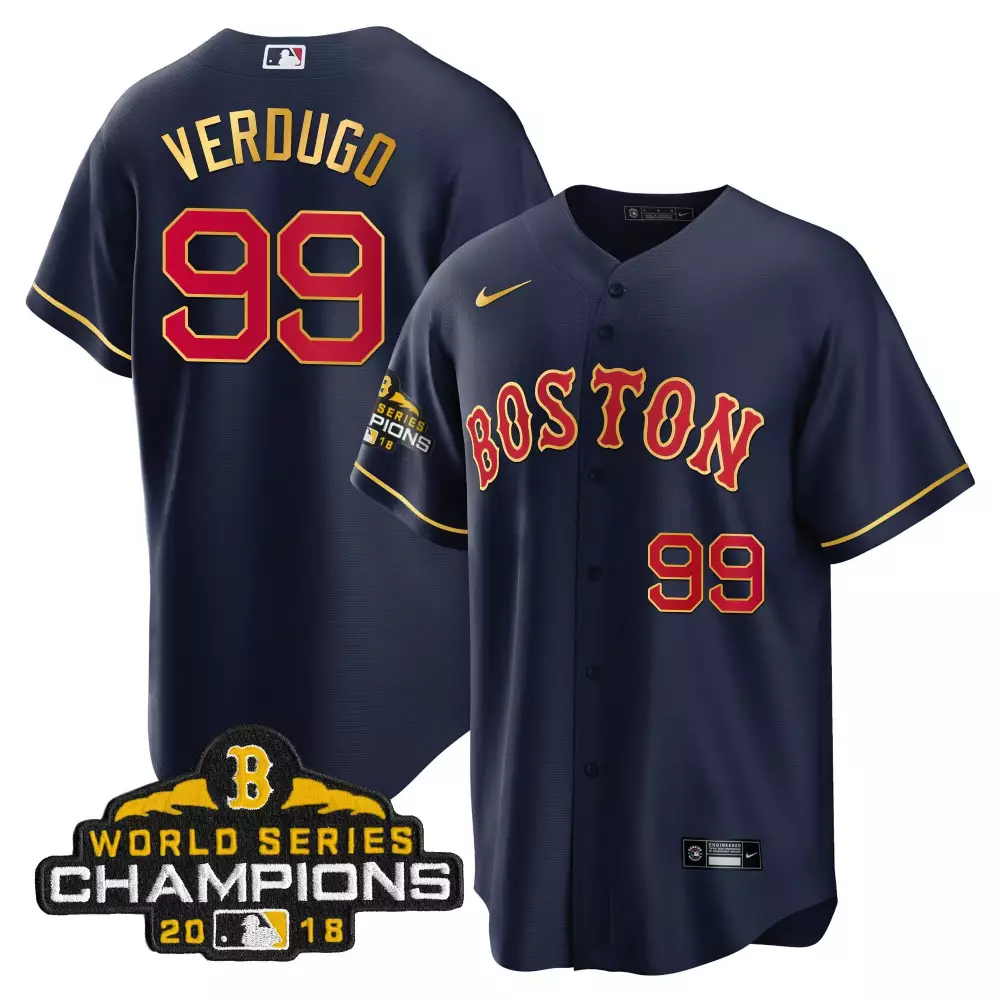 Alex Verdugo Boston Red Sox World Series Champion 2018 Jersey | Cool Navy Stitched | For Men, Women & Youth