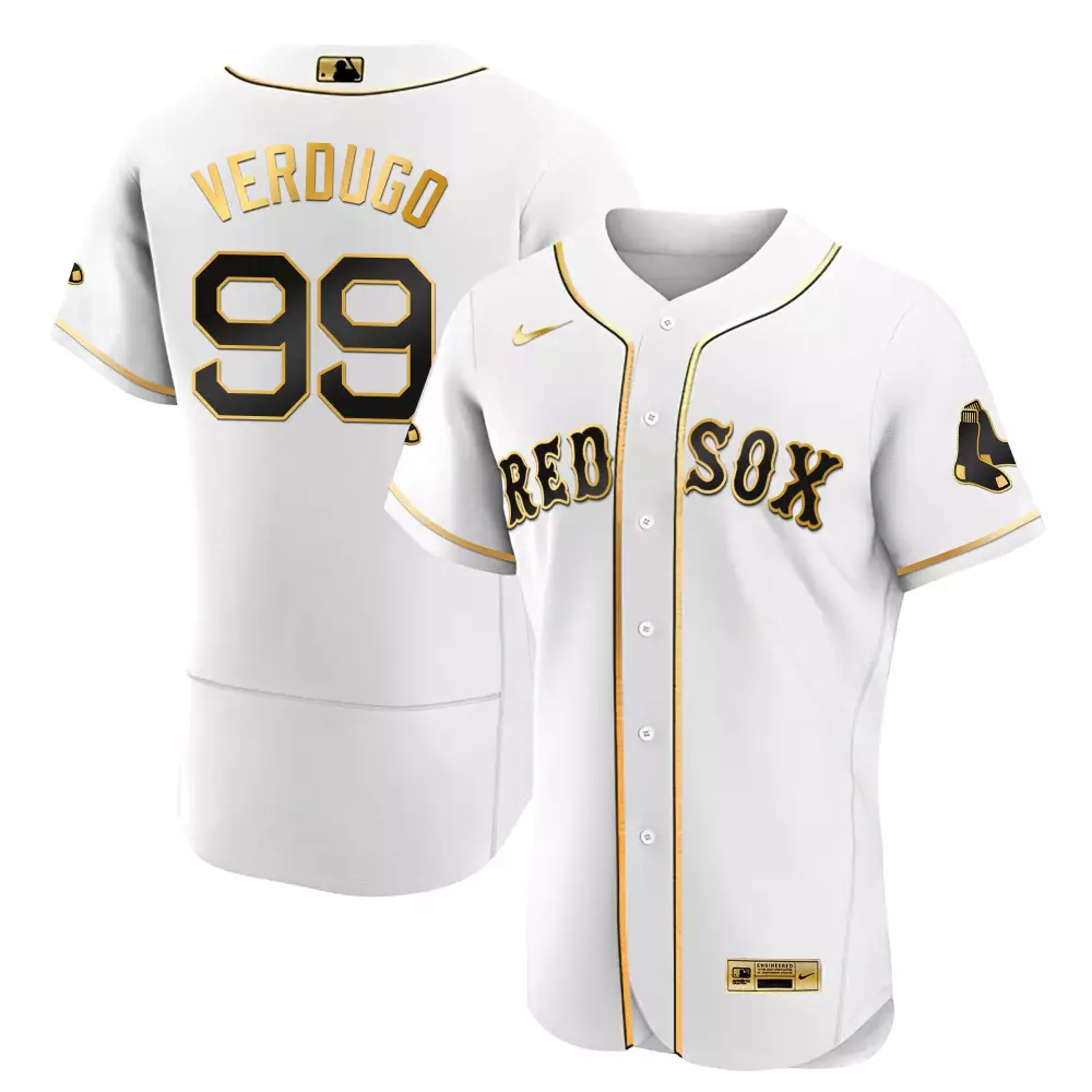 Alex Verdugo Flex White Gold Limited Edition Jersey | Stitched Boston Red Sox Fan Gear | For Men, Women & Youth