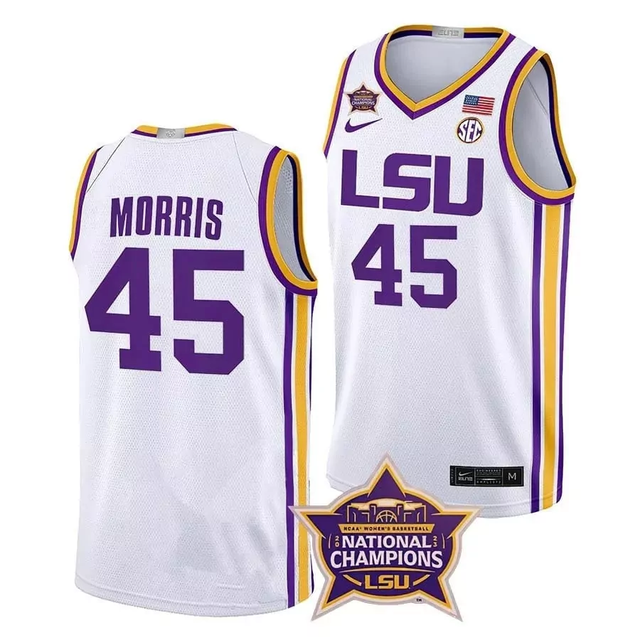 Alexis Morris LSU Tigers 2023 White Stitched Jersey | College Basketball Champions | Fan Gear for Men, Women & Youth