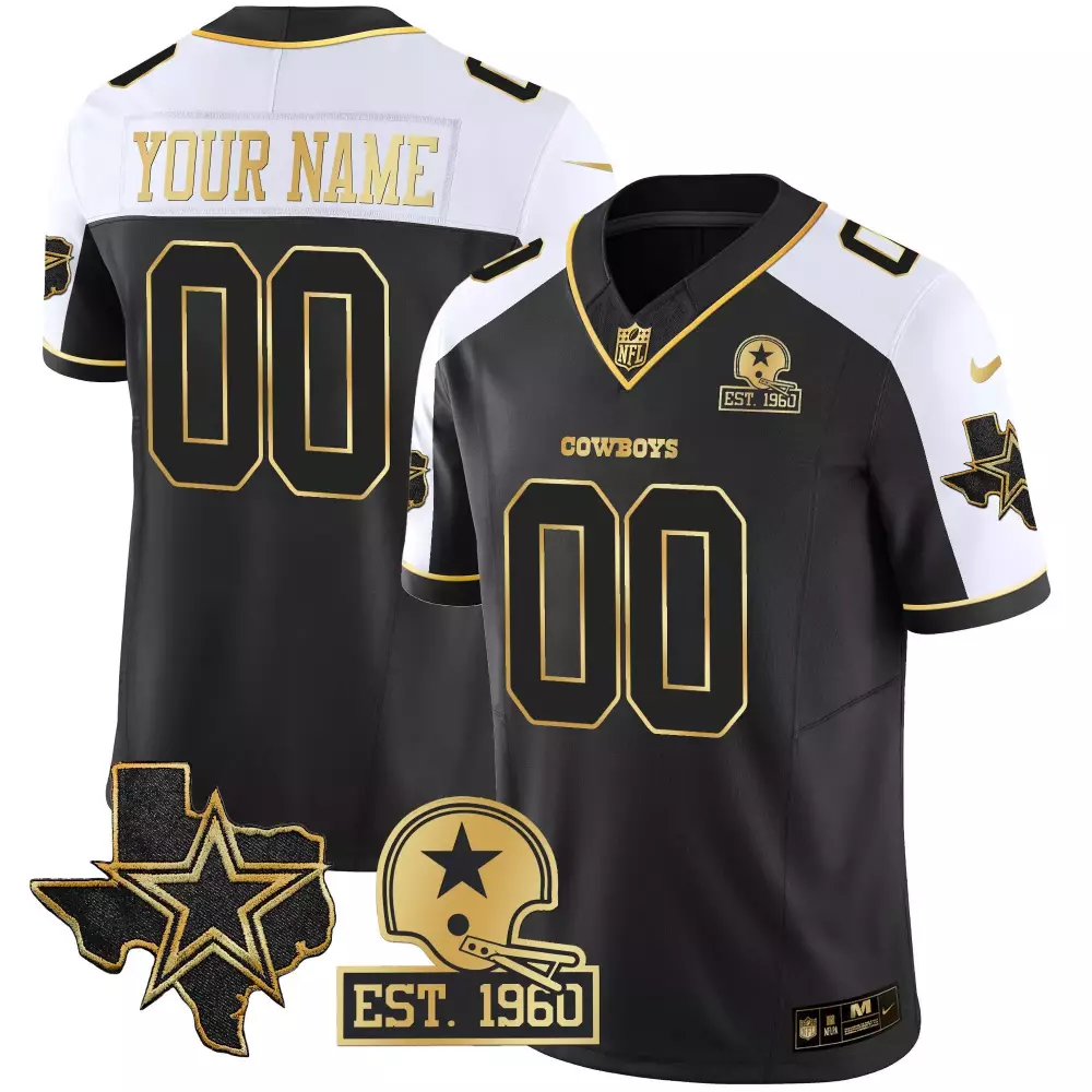 Dallas Cowboys Texas Patch Gold Vapor Custom Jersey | Alternate Design for Men, Women & Youth | Stitched Fan Gear