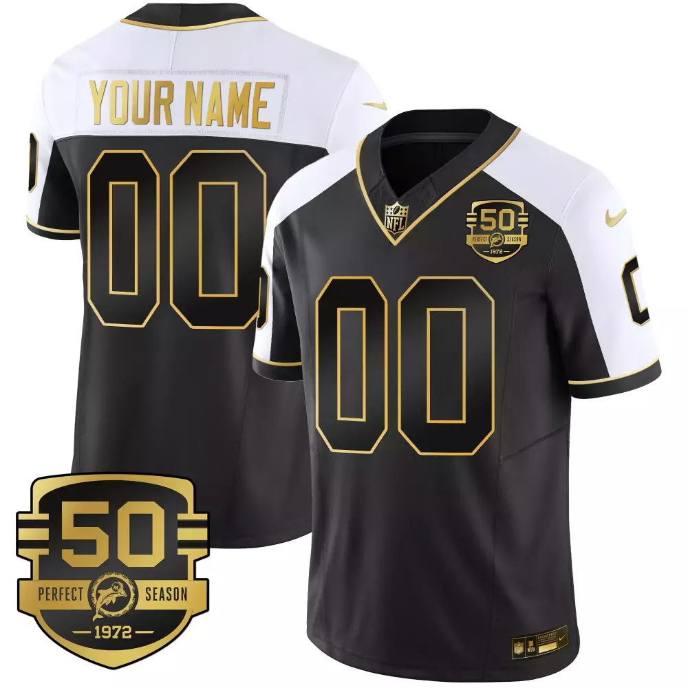 Miami Dolphins Throwback Gold Vapor Custom Jersey | Aqua Alternate Style | All Stitched | Fan Gear for Men, Women & Youth