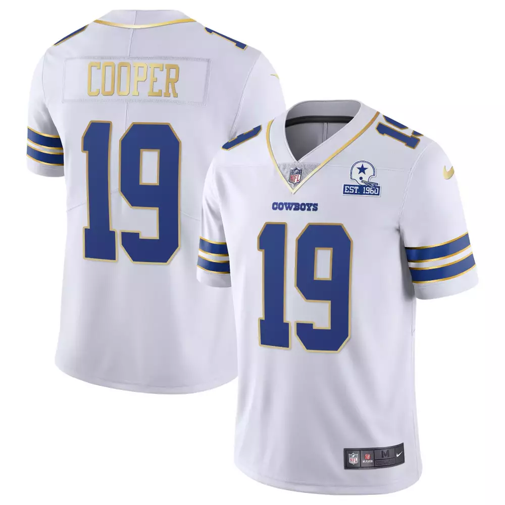 Amari Cooper Dallas Cowboys White Gold Trim Vapor Jersey | Stitched Fan Gear | For Men, Women & Youth