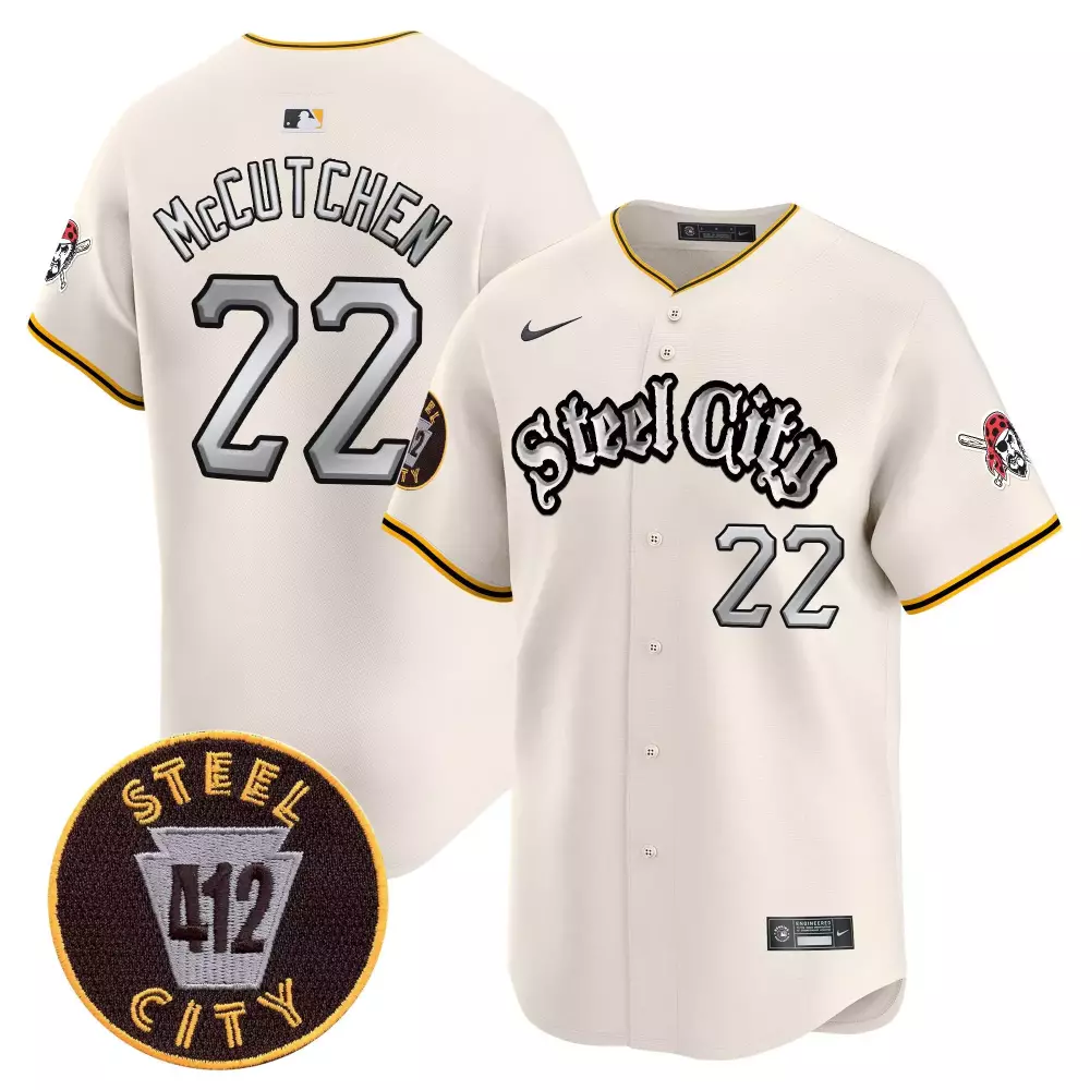 Andrew McCutchen Cream Pittsburgh Pirates 412 Patch Vapor Premier Limited Jersey V2 | All Stitched | Stylish Fan Gear for Men, Women & Youth