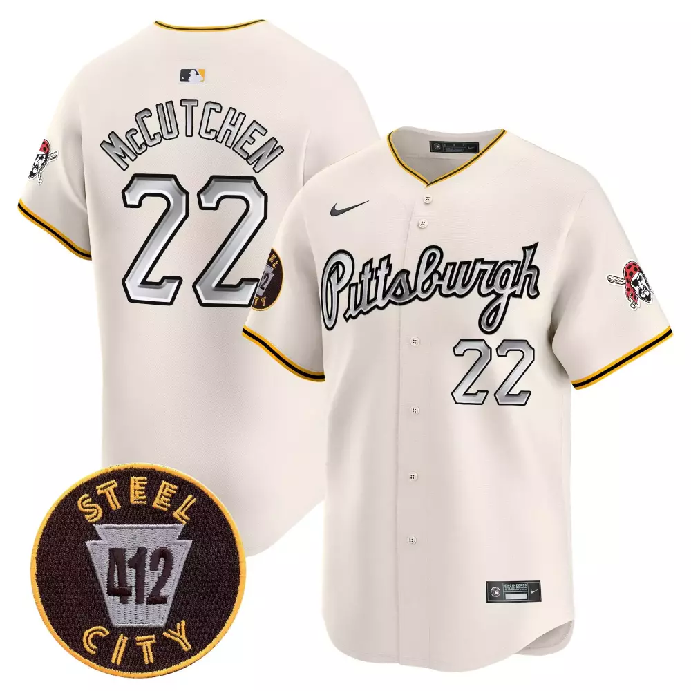 Andrew McCutchen Cream Pittsburgh Pirates 412 Patch Vapor Premier Limited Jersey V7 | All Stitched | Trendy Gear for Men, Women & Youth