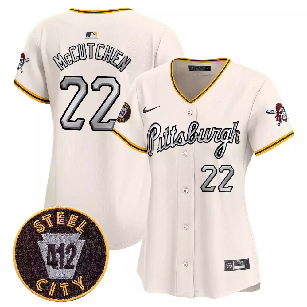 Andrew McCutchen Cream Women's Pittsburgh Pirates 412 Patch Vapor Premier Limited Jersey V7 | All Stitched | Unique Fan Gear for Women & Youth