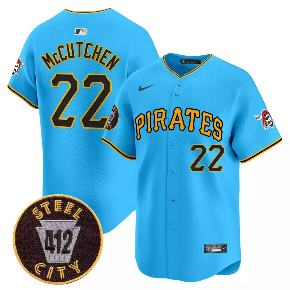 Andrew McCutchen Light Blue 412 Patch Jersey V3 | Men’s Pittsburgh Pirates Vapor Premier | Limited Edition Fan Gear | For Men, Women & You