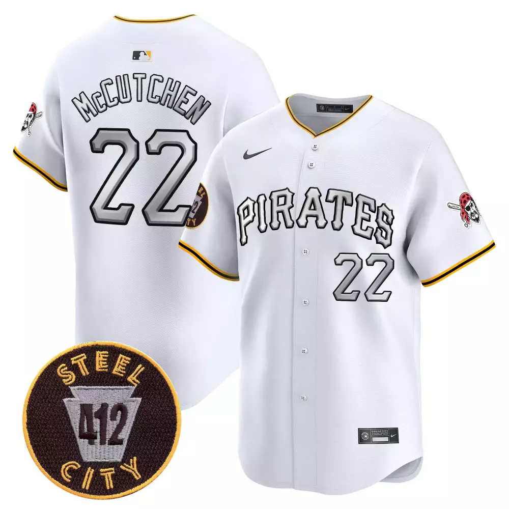 Andrew McCutchen Pittsburgh Pirates 412 Patch Vapor Premier Jersey V6 | Limited Edition Stitched | Fan Gear for Men, Women & Youth
